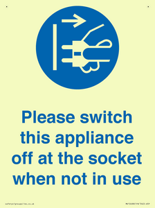 Please switch this appliance off at the socket when not in use